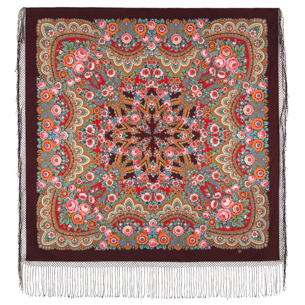Shop Thick Woolen Fabric Shawls with Silk Fringe 148x148 cm Шаль «Посадский» online at Skazka.site | Eligible for fast shipping and free returns. Шаль «Посадский»