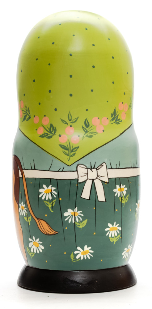 230mm Mistress with Cow hand painted Traditional Russian Wooden Matryoshka doll 7 pcs (by Igor Malyutin)