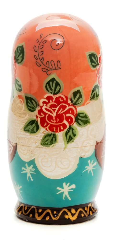 110 mm Girl with a Bullfinch hand painted on Wooden Matryoshka doll 5 pcs (by Skazka)
