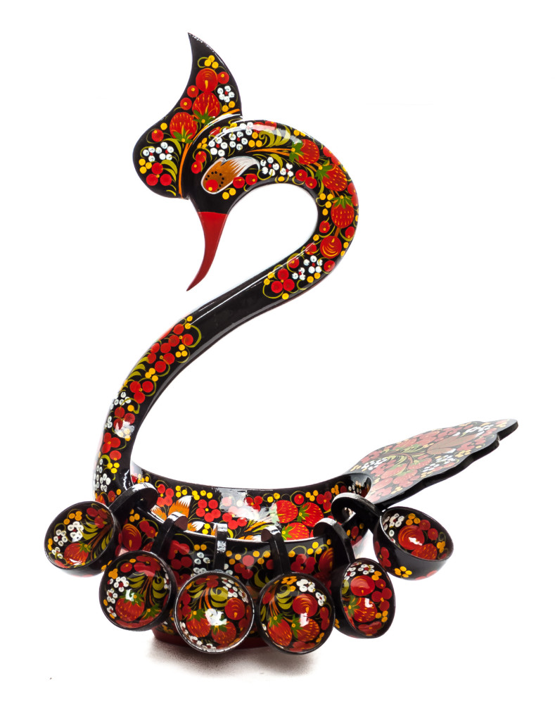 170x280 mm Duck Khokhloma hand painted wooden Ladle for Wine with small Ladles