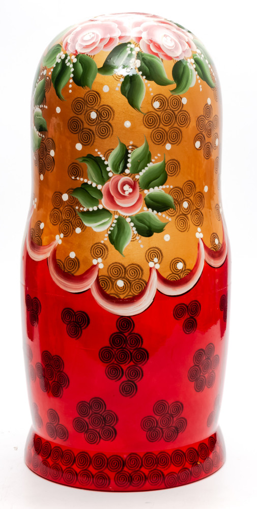 Golden Scarf Russian hand painted Wooden Matryoshka with 20 dolls inside