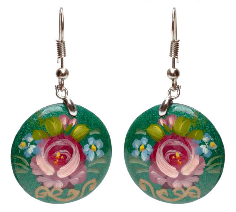 d 25mm Zhostovo wooden Earrings (by Lada Workshop)