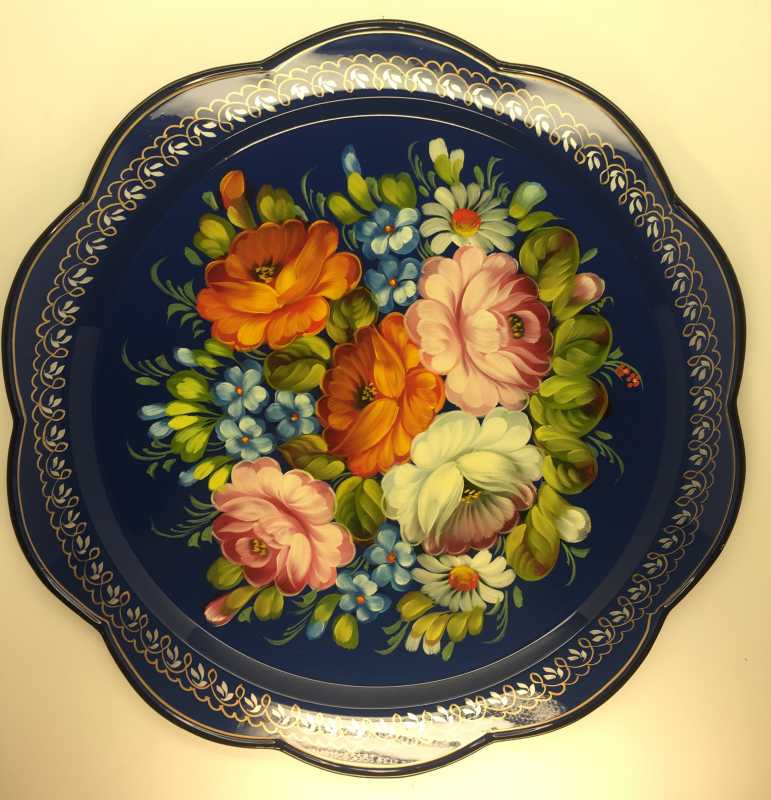 Zhostovo Hand Painted Metal Tray