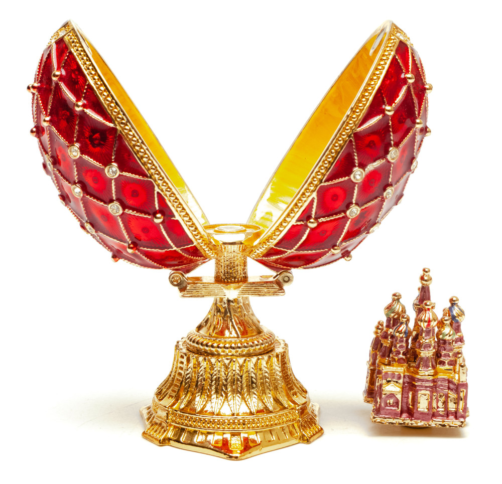 90 mm Red Lattice Saint Basil Cathedral Easter Egg
