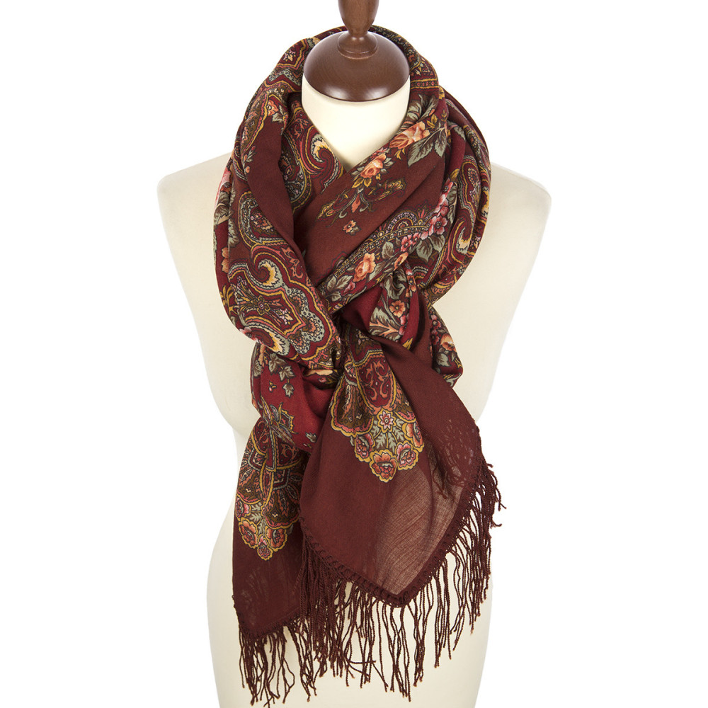 Shop Woolen Scarves with Woolen Fringe 146x146 cm 146x146 mm Slavic Holidays Woolen Shawl with Woolen Fringe Pavlovo Posad Manufactory online at Skazka.site | Eligible for fast shipping and free returns. 146x146 mm Slavic Holidays Woolen Shawl with Woolen Fringe Pavlovo Posad Manufactory