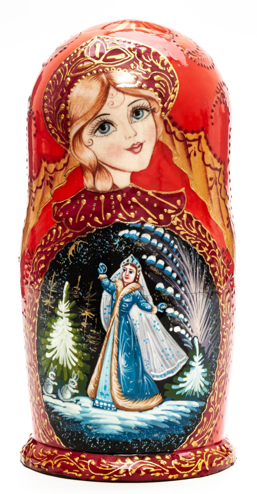 170 mm Snowmaiden Princess handpainted Wooden Matryoshka Doll 5 pcs (by Sheherazade)