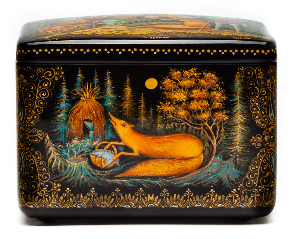 80x60mm The Teremok  hand painted lacquered box from Palekh (by Pavel Studio)