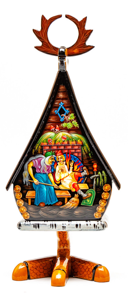 200x90mm The Hut on the Chicken Legs hand painted lacquered box from Palekh (by Pavel Studio)