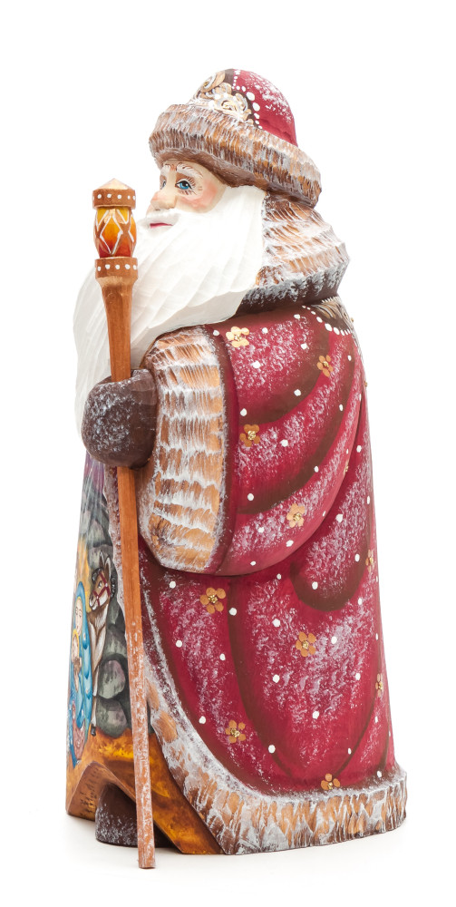180 mm Santa Claus Hand Carved Wooden Figurine with painted picture Nativity