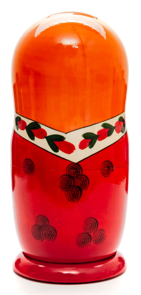 230 mm Orange Head Semenovskaya handpainted wooden Matryoshka Doll 9 pcs (by Ivan Studio)