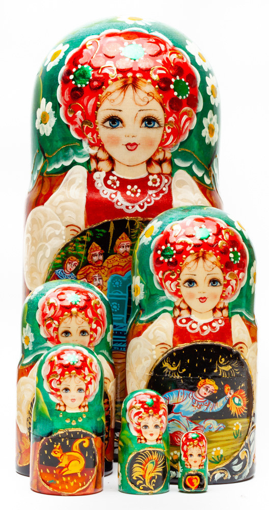 Shop Exclusive Nesting Dolls 220 mm The Tale of Tsar Saltan handpainted Wooden Matryoshka Doll 7 pcs (by Sheherazade) online at Skazka.site | Eligible for fast shipping and free returns. 220 mm The Tale of Tsar Saltan handpainted Wooden Matryoshka Doll 7 pcs (by Sheherazade)