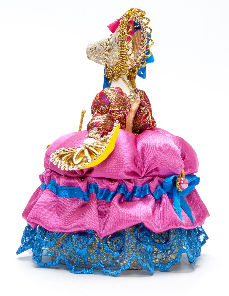 Girl with Fan in a nice Hat and dress of the 18th century style hand-sewn Doll with Jewelry Box (by Le Russe)