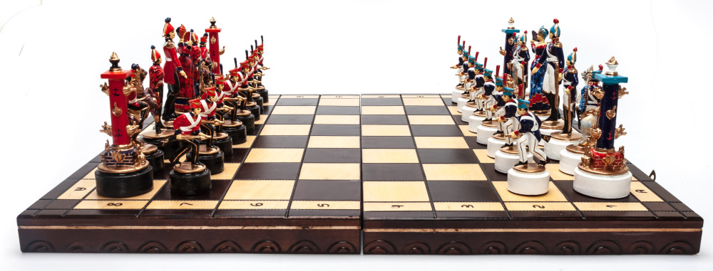 490x490 mm The Battle of Borodino handpainted figures on wooden Chess Board (by Fyodor Chess Studio)