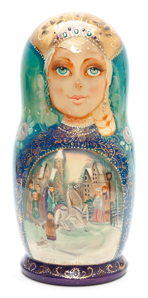 Shop Exclusive Nesting Dolls 300 mm The Snow Queen hand painted wooden Matryoshka doll 10 pcs (by GOLDEN COCKEREL) online at Skazka.site | Eligible for fast shipping and free returns. 300 mm The Snow Queen hand painted wooden Matryoshka doll 10 pcs (by GOLDEN COCKEREL)