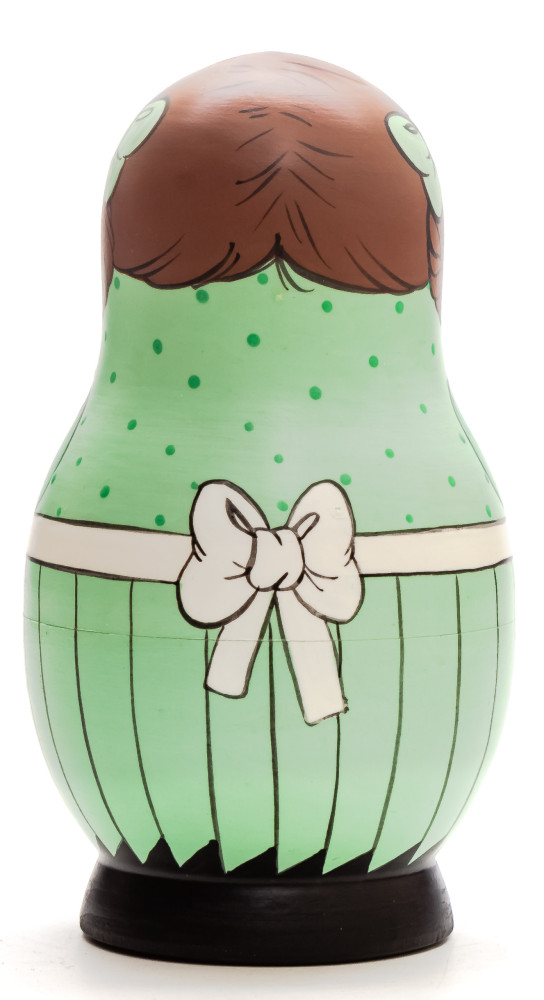 125 mm Mistress with Doll hand painted Traditional Russian Wooden Matryoshka doll 5 pcs (by Igor Malyutin)