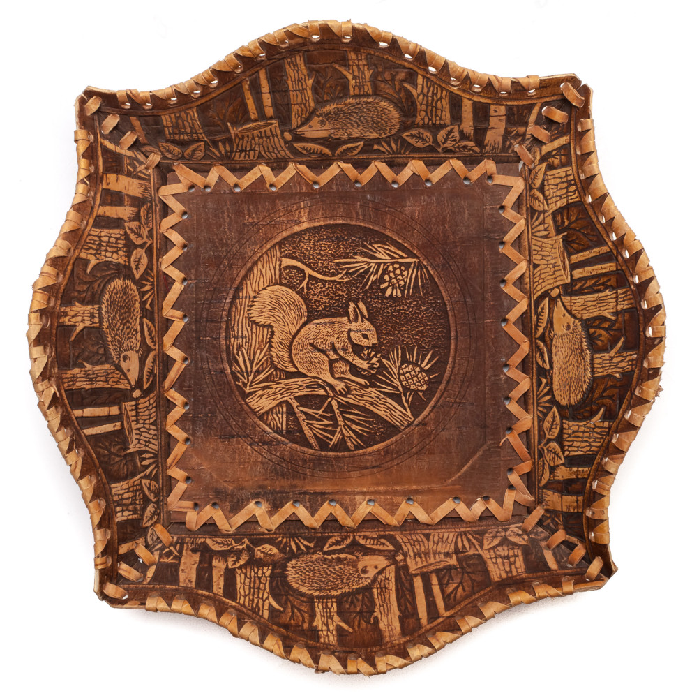 250x60 mm Squirrel hand made birchbark Plate (by Maxim Birch)