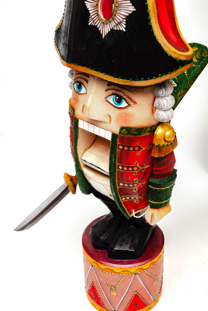 290 mm Nutcraker Hand Carved and Painted Wooden Statue with Saber (be Sergey Christmas Workshop)
