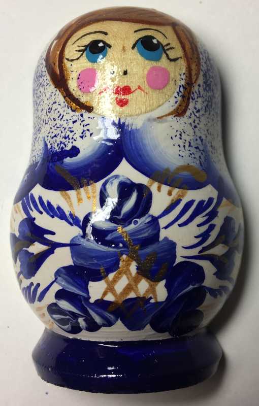 40x60 mm Gzhel Patterns Hand Painted Russian Doll fridge magnet (by Elena Maidan Dolls Crafts)