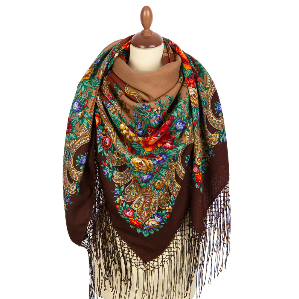 Shop Thick Woolen Fabric Shawls with Silk Fringe 148x148 cm Шаль «Русские сезоны» online at Skazka.site | Eligible for fast shipping and free returns. Шаль «Русские сезоны»