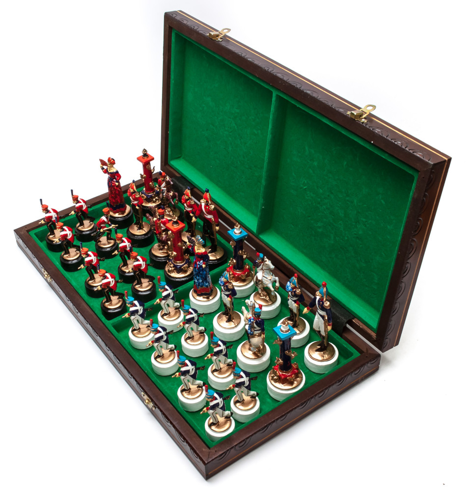 490x490 mm The Battle of Borodino handpainted figures on wooden Chess Board (by Fyodor Chess Studio)