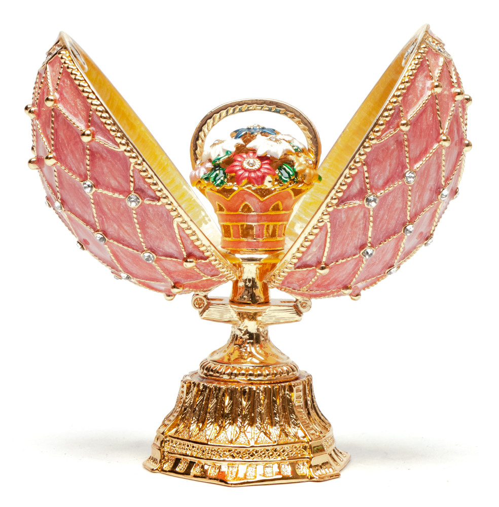 90 mm Pink Lattice Easter Egg with the Basket