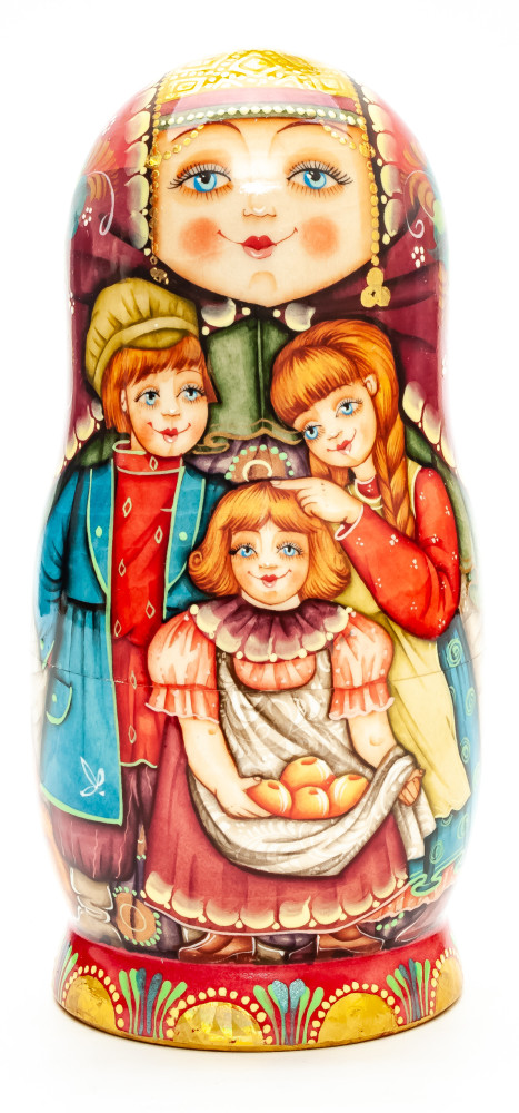 180 mm Kids hand painted on wooden Matryoshka doll 5pcs (by Vladislav Wooden Toys)
