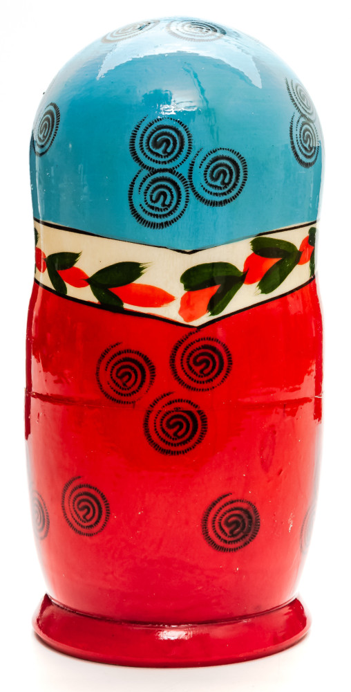 170 mm Blue Head Semenovskaya Hand Painted Wooden Russian Matryoshka Nesting Doll 7 pcs inside (by Ivan Studio)