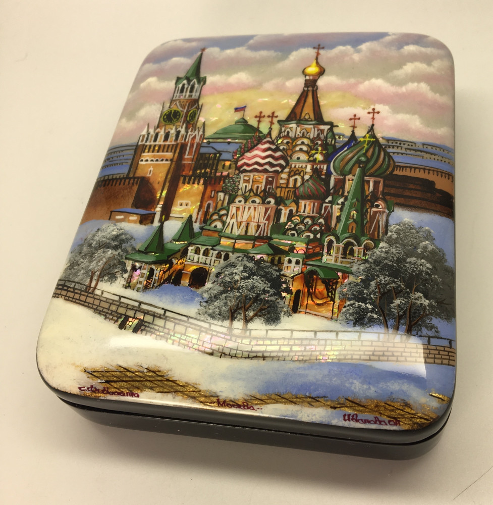 110 x 140 mm Moscow Winter hand painted lacquered box from Fedoscino (by Mihail Studio)