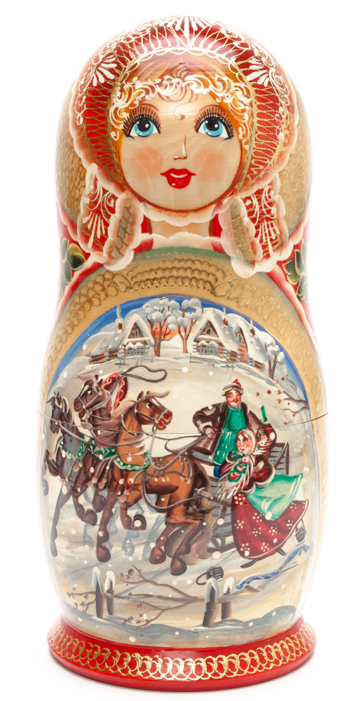 Shop Exclusive Nesting Dolls 340 mm Russian Troika handpainted Wooden Matryoshka round Doll 15 pcs (by Valery Crafts) online at Skazka.site | Eligible for fast shipping and free returns. 340 mm Russian Troika handpainted Wooden Matryoshka round Doll 15 pcs (by Valery Crafts)