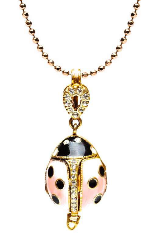 Ladybug Opening Pink and Black Egg Pendant