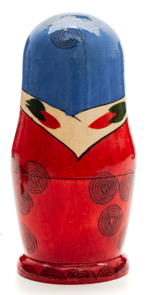 105 mm Navy Blue Head Semenovskaya handpainted wooden Matryoshka Doll 5 pcs (by Ivan Studio)