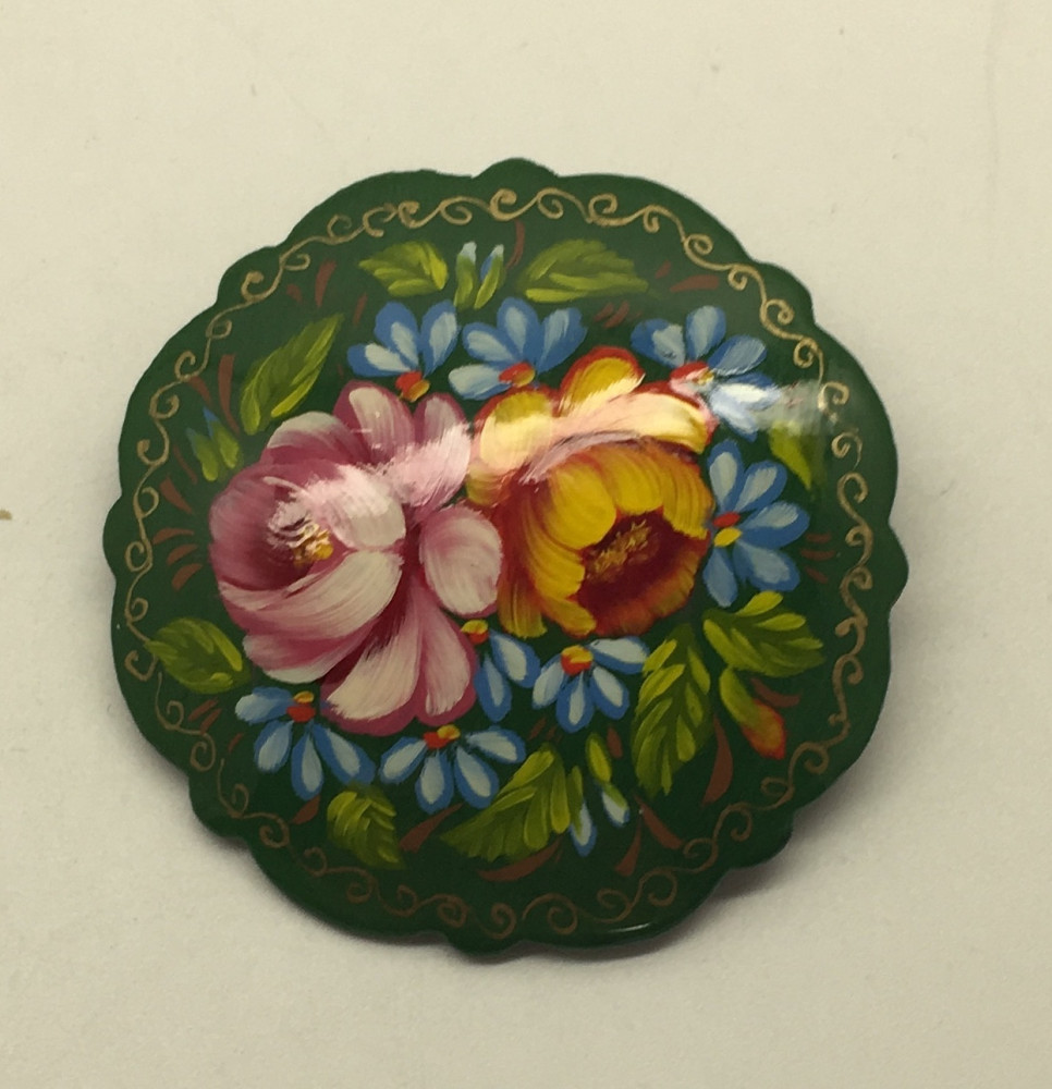 U Zhostovo Hand Painted Brooch