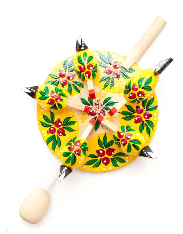200x140 mm Pecking Chicken Hand Carved and Painted Russian Wooden Toy (by Bogorodskoe Studio)