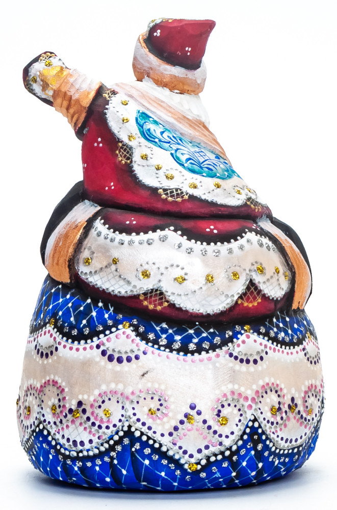 120 mm Santa on a Bag Carved Wood Hand Painted Collectible Figurine (by Igor Carved Wooden Figures Studio)
