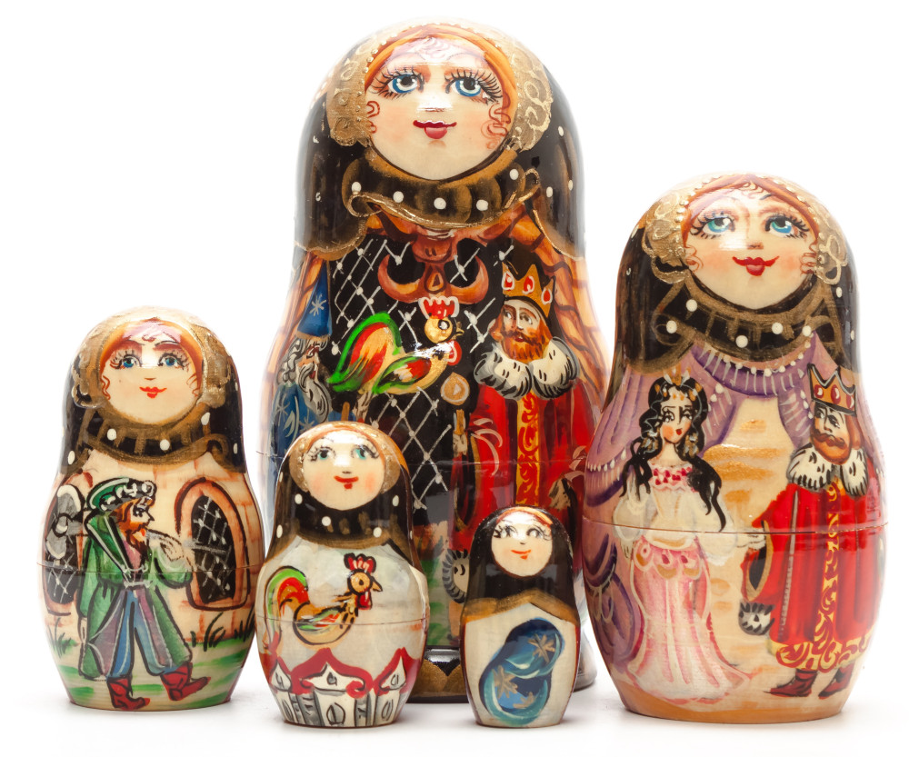Shop Exclusive Nesting Dolls 140 mm The Tale of Tsar Saltran hand painted on Wooden Matryoshka doll 5 pcs (by Valeria Crafts) online at Skazka.site | Eligible for fast shipping and free returns. 140 mm The Tale of Tsar Saltran hand painted on Wooden Matryoshka doll 5 pcs (by Valeria Crafts)