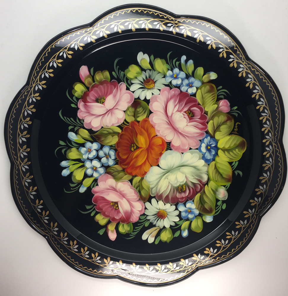 Zhostovo Hand Painted Metal Tray