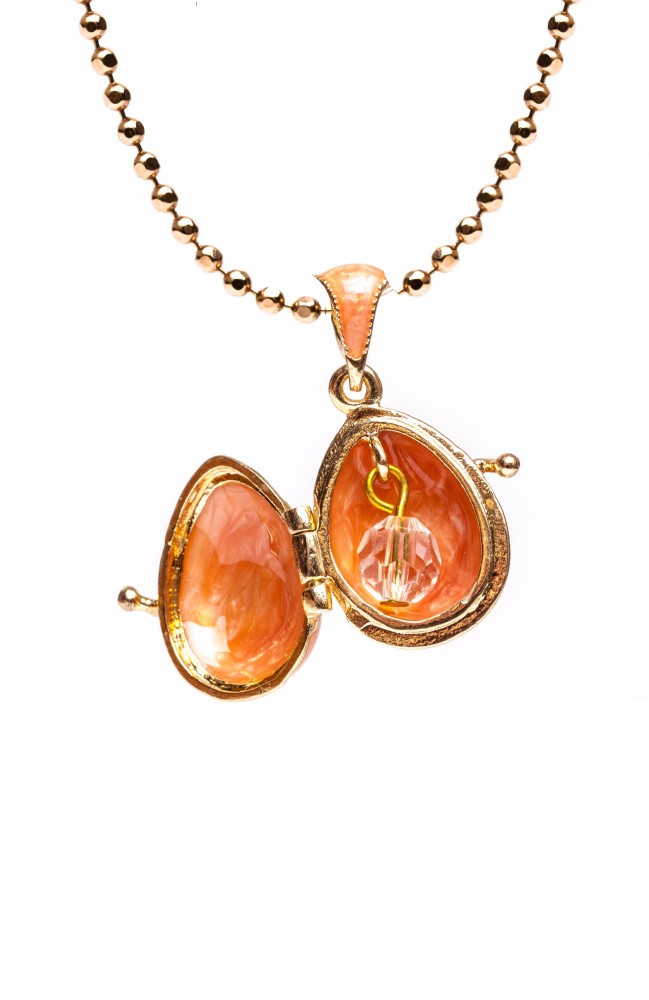 Flower Opening Yellow and Red Egg Pendant