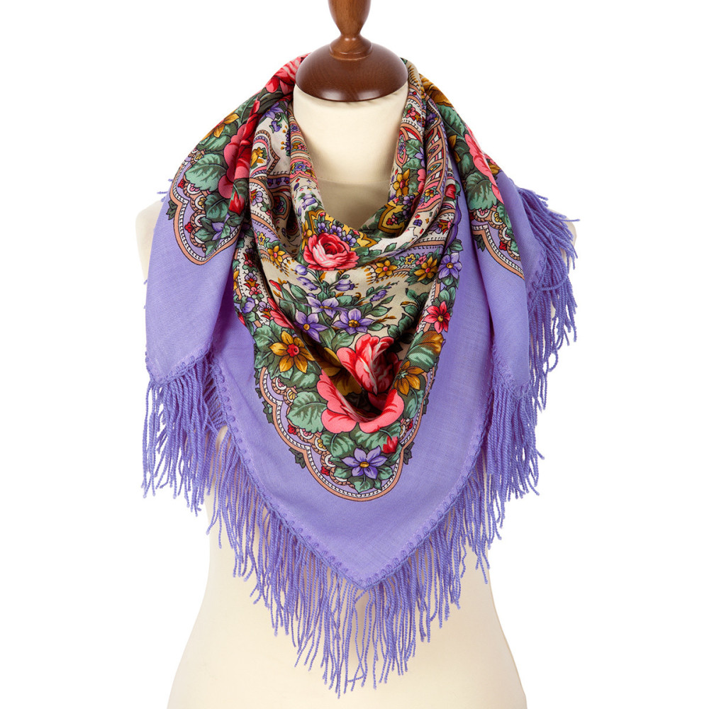Shop Woolen Scarves with Woolen Fringe 89x89 cm 89x89 cm Spring Dawns Woolen Shawl with Woolen Fringe Pavlovo Posad Manufactory online at Skazka.site | Eligible for fast shipping and free returns. 89x89 cm Spring Dawns Woolen Shawl with Woolen Fringe Pavlovo Posad Manufactory
