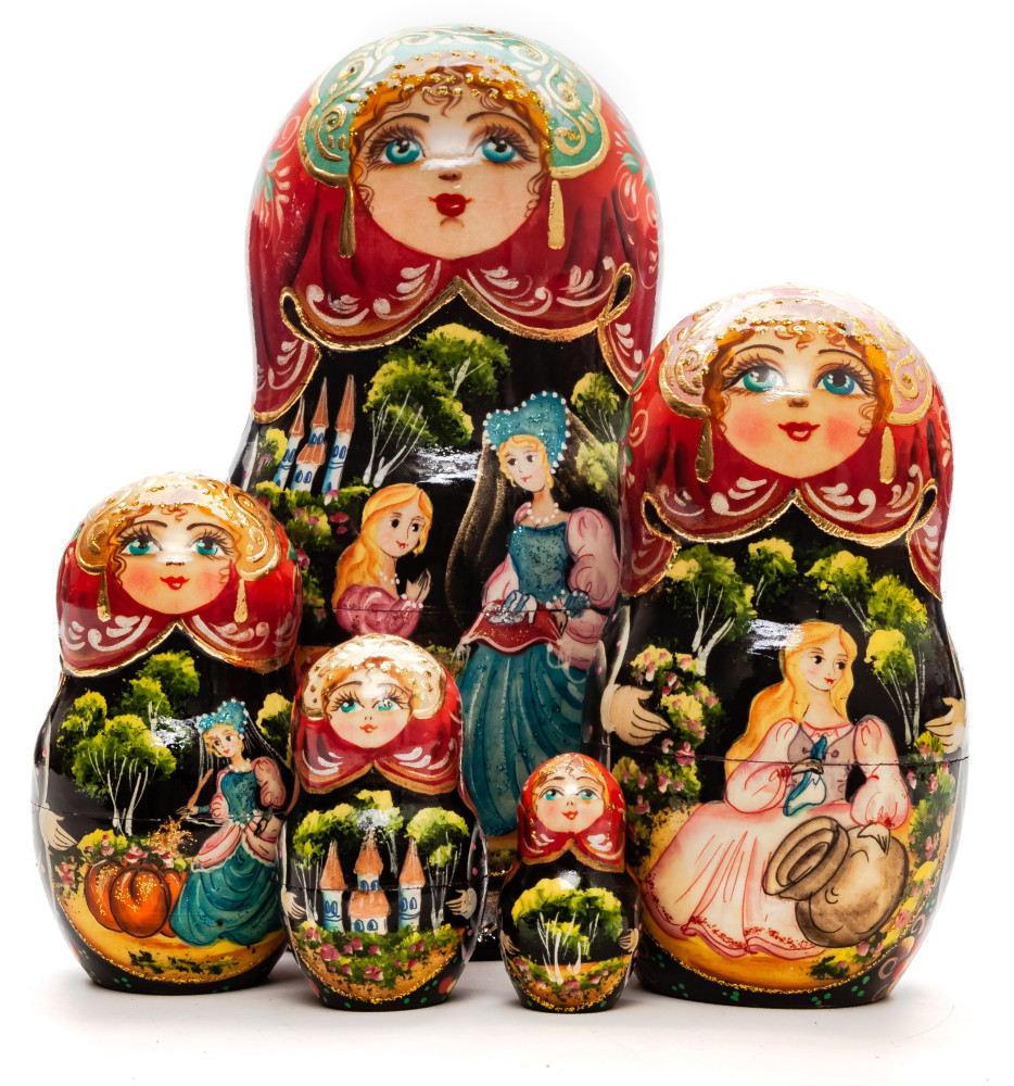 Shop Exclusive Nesting Dolls 160 mm Cinderella hand painted on Wooden Matryoshka doll 5 pcs (by Valeria Crafts) online at Skazka.site | Eligible for fast shipping and free returns. 160 mm Cinderella hand painted on Wooden Matryoshka doll 5 pcs (by Valeria Crafts)
