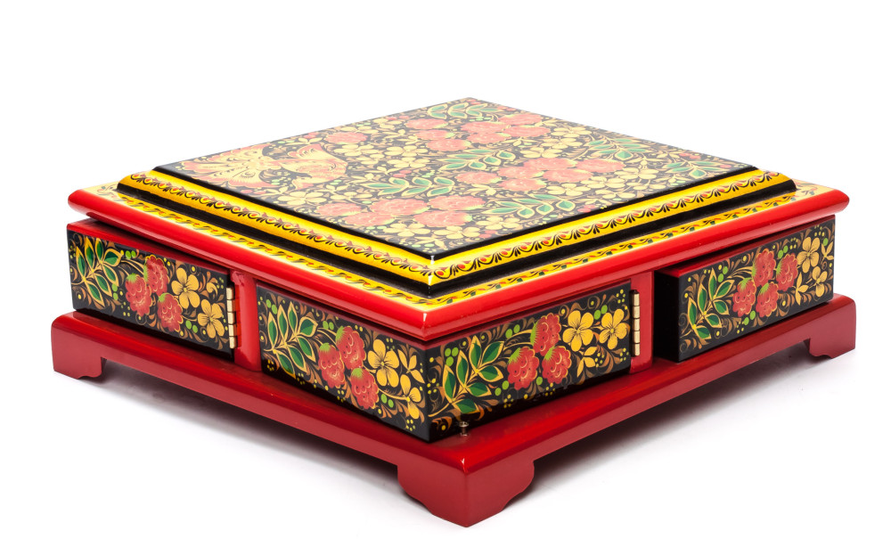 230x230 mm Khokhloma Painting Jewellery Wooden Box