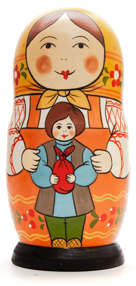 160 mm Mother with Daughter hand painted Traditional Russian Wooden Matryoshka doll 5 pcs (by Sergey Malyutin)