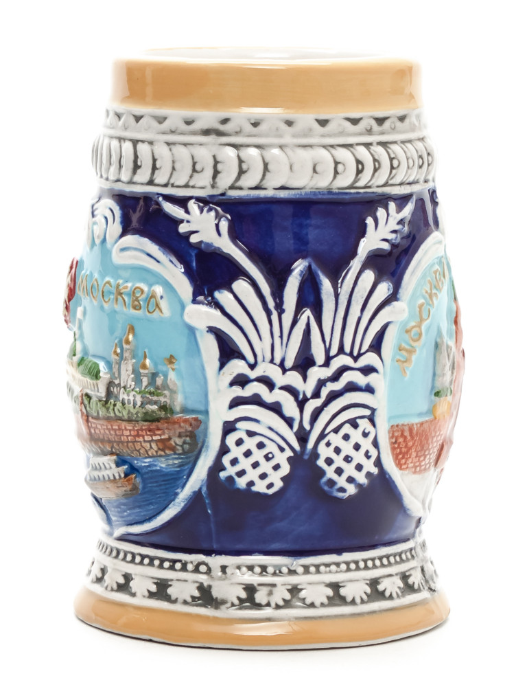 110 mm Moscow Snt Basil Cathedral and Attractions Ceramic Mug (by Volga Pottery)