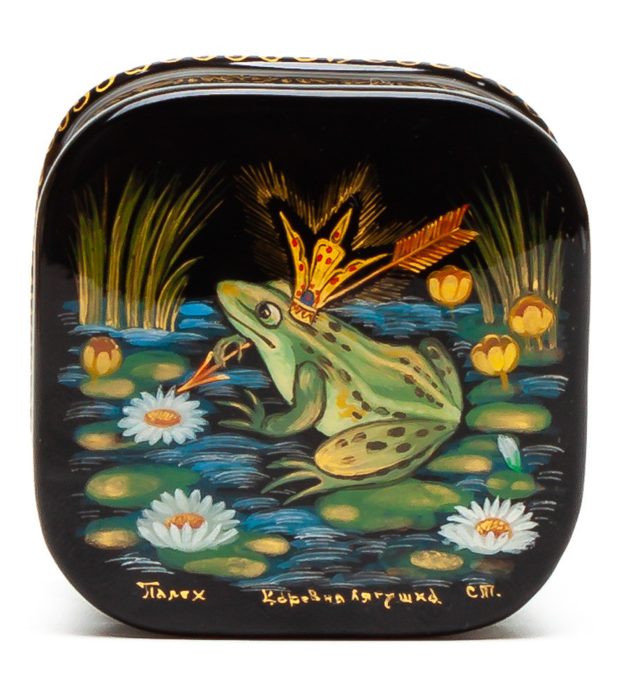 40x40mm The Frog Princess hand painted lacquered box from Palekh (by Pavel Studio)