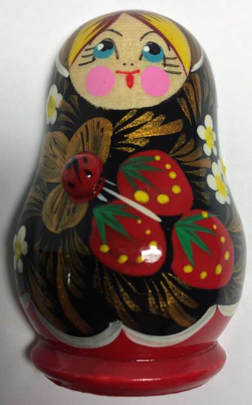 70 mm Russian Khokhloma Patterns hand painted wooden Fridge Magnet Matryoshka Doll Shape (by Mariya Wooden Magnets Studio)