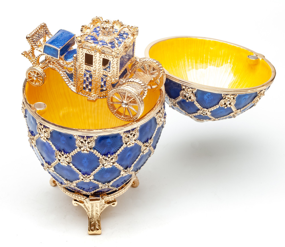 Easter Egg "With the Cariage", 14,5 см, blue