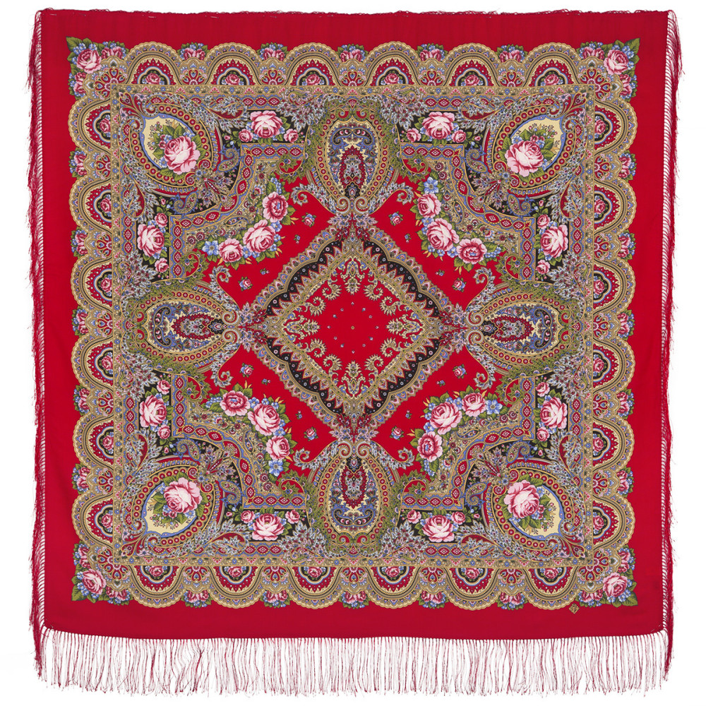 Shop Double-Thread Woolen Yarn Scarves with Silk Fringe 135x135 cm Платок «Русское раздолье» online at Skazka.site | Eligible for fast shipping and free returns. Платок «Русское раздолье»
