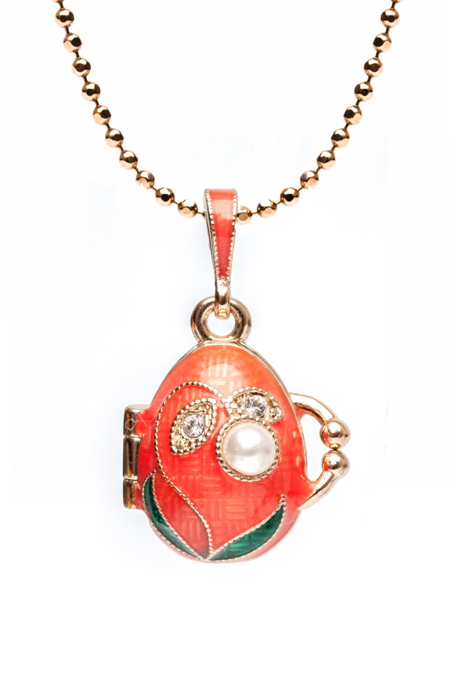 Lily of The Valley Opening Pink Egg Pendant