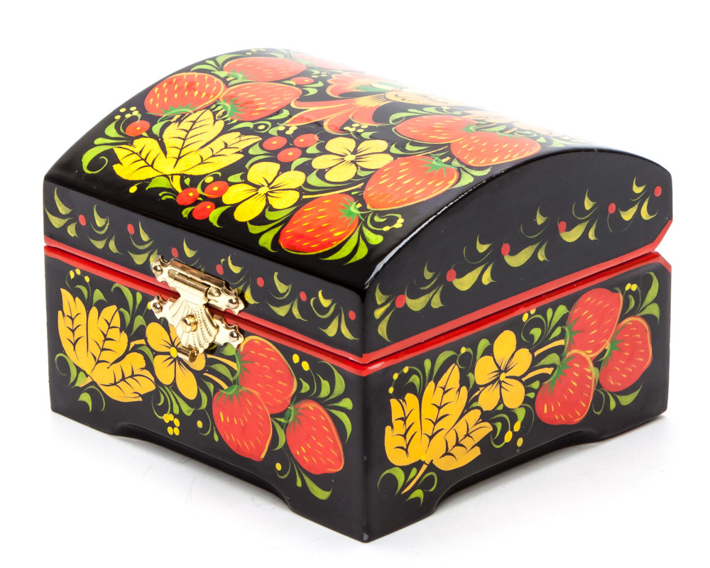 90x90 mm Khokhloma Painting Jewellery Wooden Box