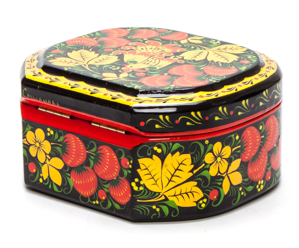Khokhloma Painting Jewellery Wooden Box 120x100 mm