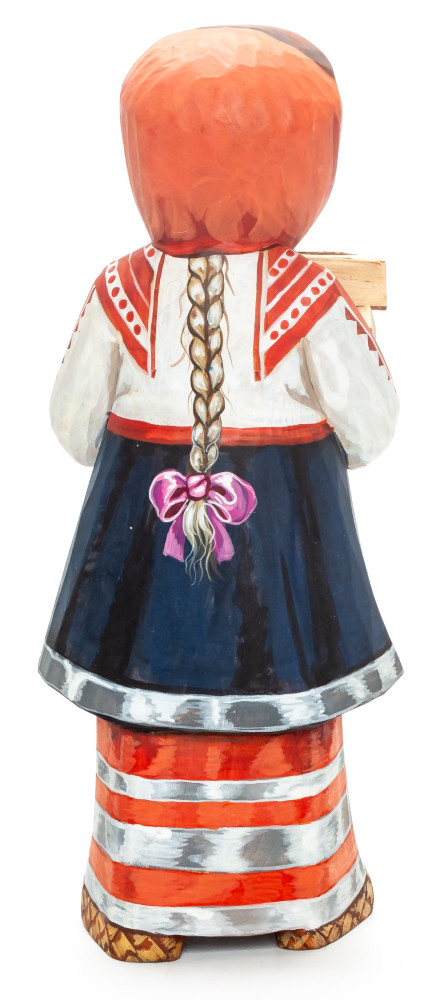 270 mm Girl with a Firewood hand painted Wooden Statue (by Karpova Nadezda)